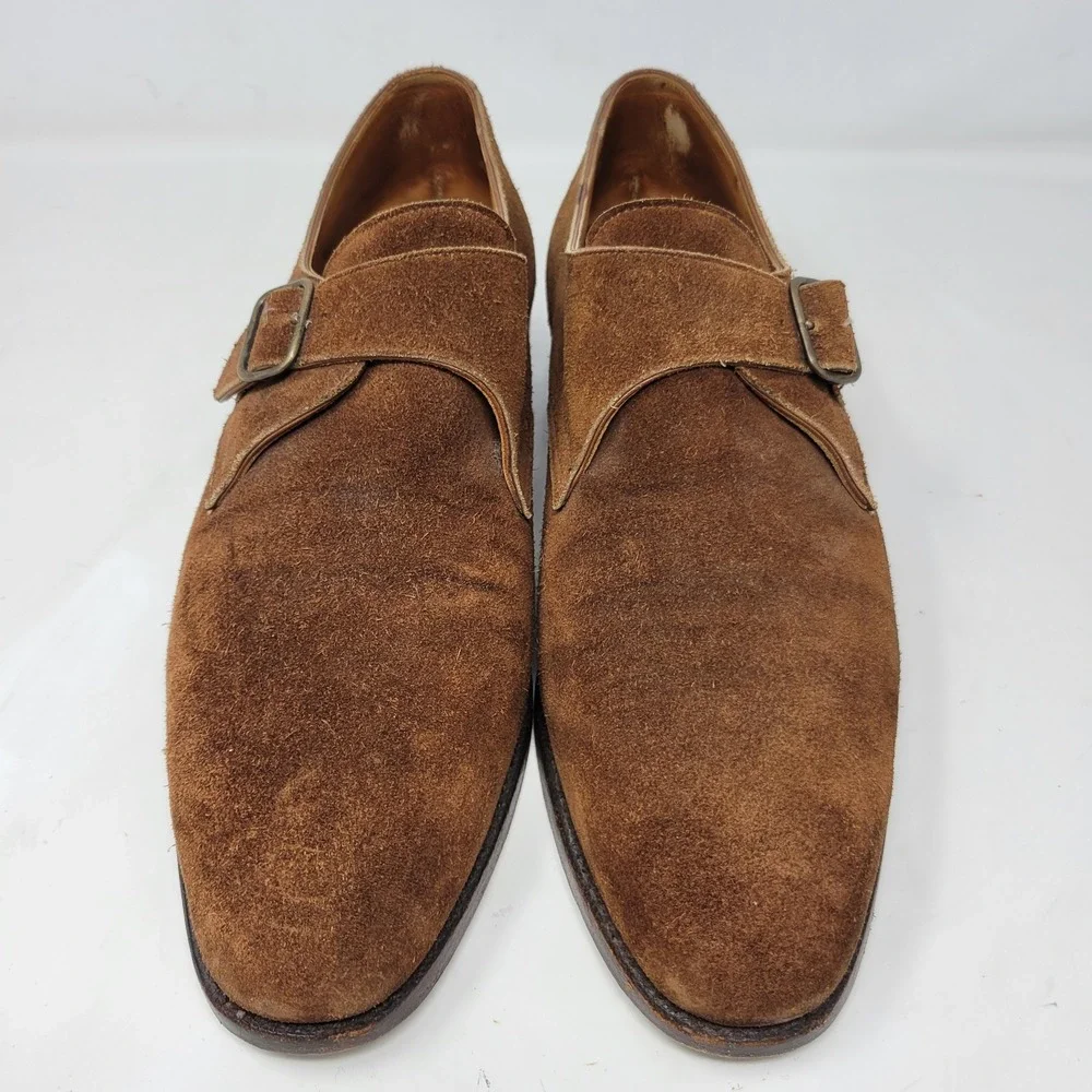 Ralph Lauren Brown Suede Single Monk Strap Men Made in England Dress Shoes Sz 11